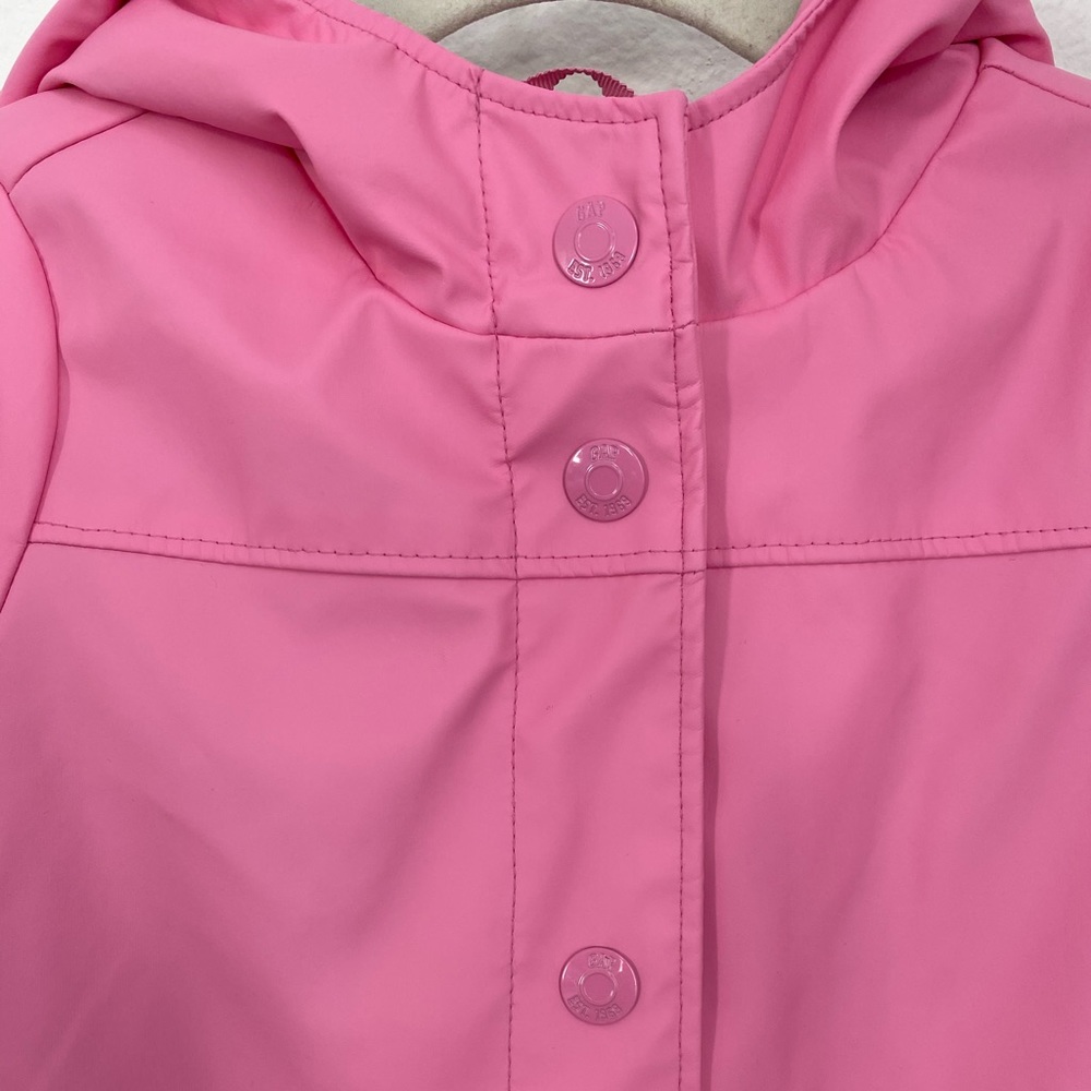 SOLD     Baby Gap • Pink Floral Jersey Lined Hooded Rain Coat - Picture 4 of 16